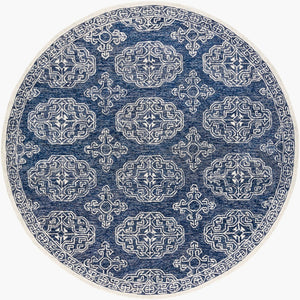 Livabliss Granada Hand Tufted Wool Area Rug Geometric Traditional Design for Living Dining Rooms Gray, Light Blu 6' x 6' GND2308-6RD
