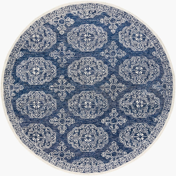 Livabliss Granada Hand Tufted Wool Area Rug Geometric Traditional Design for Living Dining Rooms Gray, Light Blu 6' x 6' GND2308-6RD