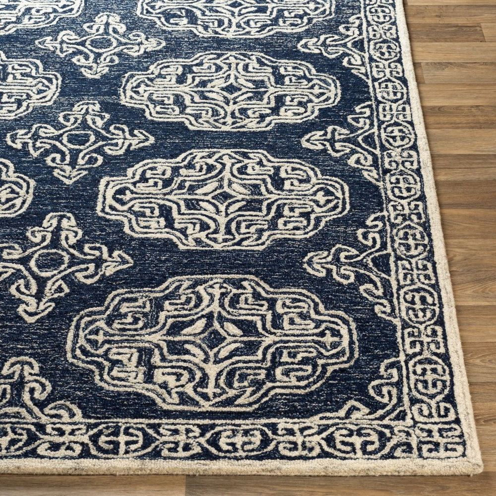 Livabliss Granada Hand Tufted Wool Area Rug Geometric Traditional Design for Living Dining Rooms Gray, Light Blu 4' x 6' GND2308-46