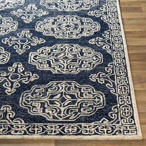 Livabliss Granada Hand Tufted Wool Area Rug Geometric Traditional Design for Living Dining Rooms Gray, Light Blu 4' x 6' GND2308-46