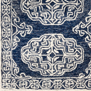 Livabliss Granada Hand Tufted Wool Area Rug Geometric Traditional Design for Living Dining Rooms Gray, Light Blu 4' x 6' GND2308-46