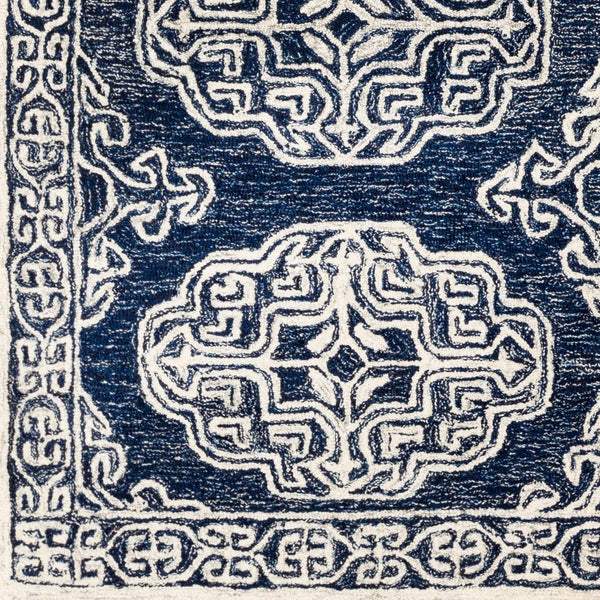 Livabliss Granada Hand Tufted Wool Area Rug Geometric Traditional Design for Living Dining Rooms Gray, Light Blu 4' x 6' GND2308-46