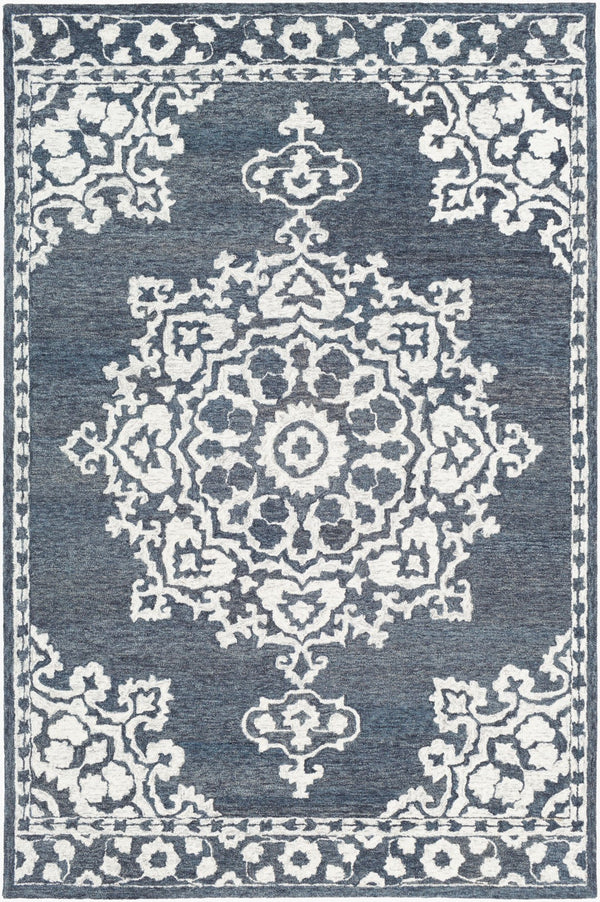 Surya Granada 2' X 3' Hand Tufted Wool Area Rug - Stylish Global Decor For Comfort & Easy Maintenance Charcoal Wool Gnd2309-6rd