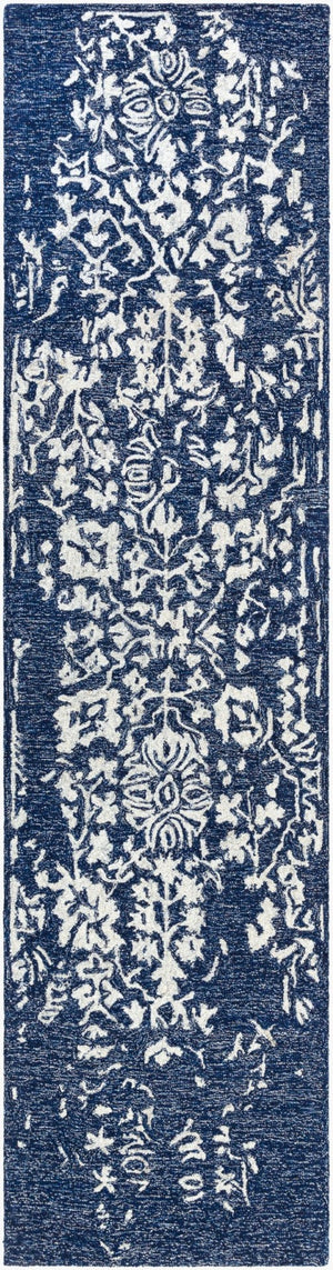 Livabliss Granada Hand Tufted Wool Accent Rug with Traditional Motifs for Entryways and Bedrooms Navy, Light Blu 2'6" x 10' GND2311-2610
