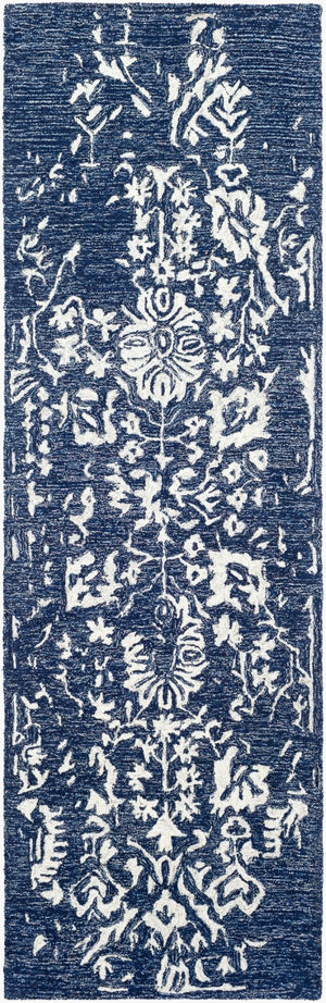 Livabliss Granada Hand Tufted Wool Accent Rug with Traditional Motifs for Entryways and Bedrooms Navy, Light Blu 2'6" x 8' GND2311-268