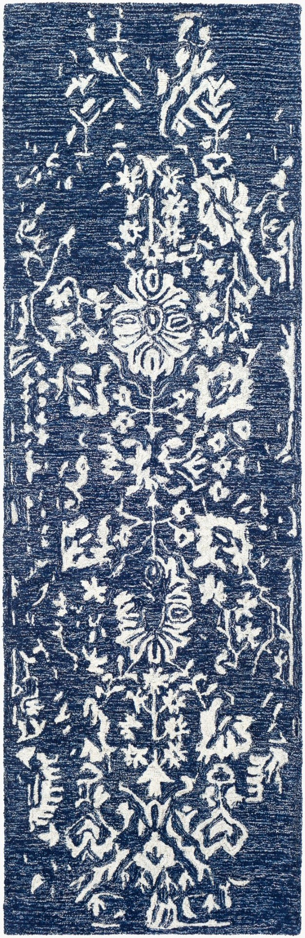 Livabliss Granada Hand Tufted Wool Accent Rug with Traditional Motifs for Entryways and Bedrooms Navy, Light Blu 2'6" x 8' GND2311-268