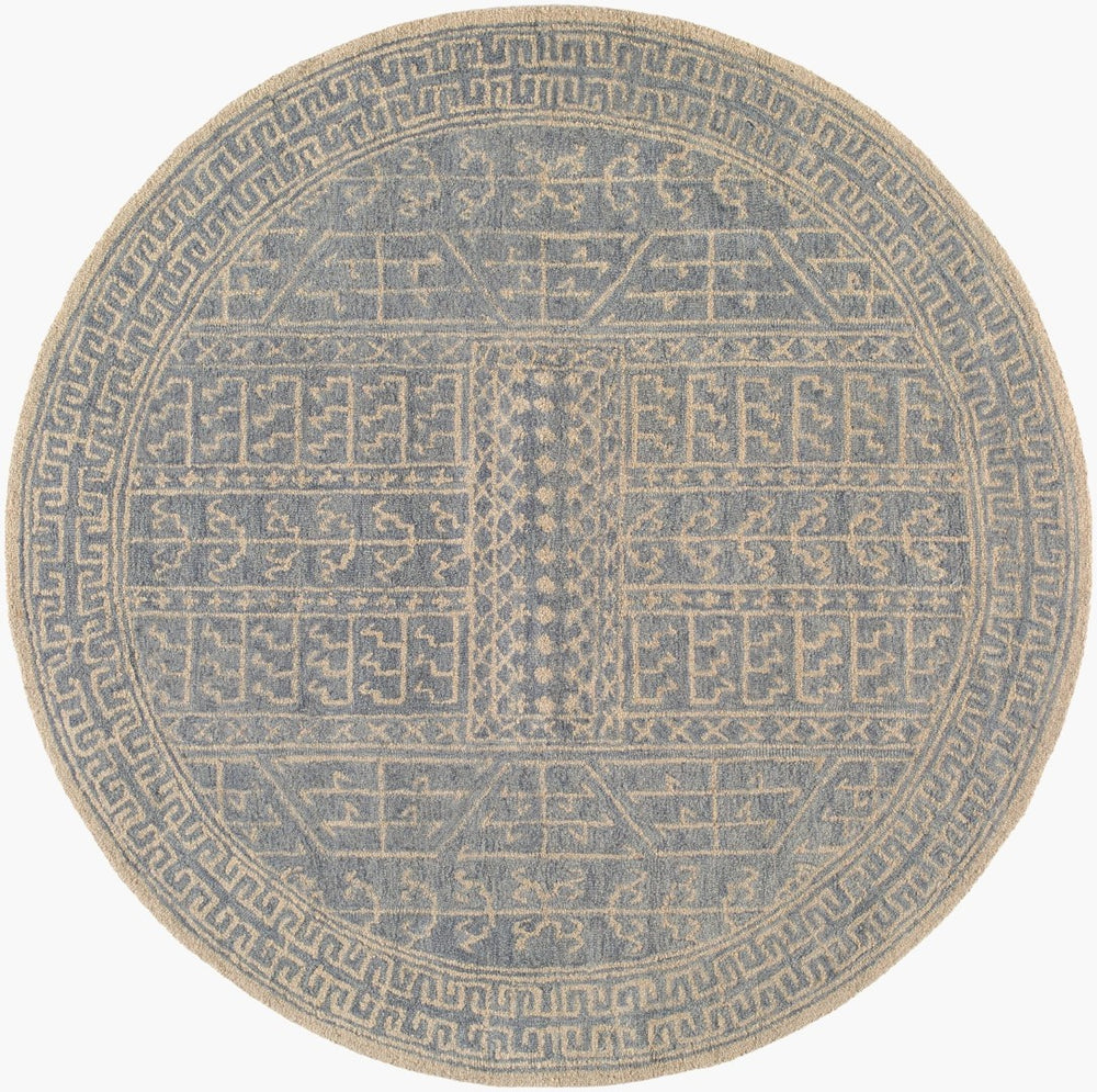 Livabliss Granada Wool Hand Tufted Traditional Area Rug for Entryways Bedrooms and Hearths Navy, Light Blu 6' x 6' GND2318-6RD
