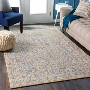 Livabliss Granada Wool Hand Tufted Traditional Area Rug for Entryways Bedrooms and Hearths Navy, Light Blu 6' x 6' GND2318-6RD