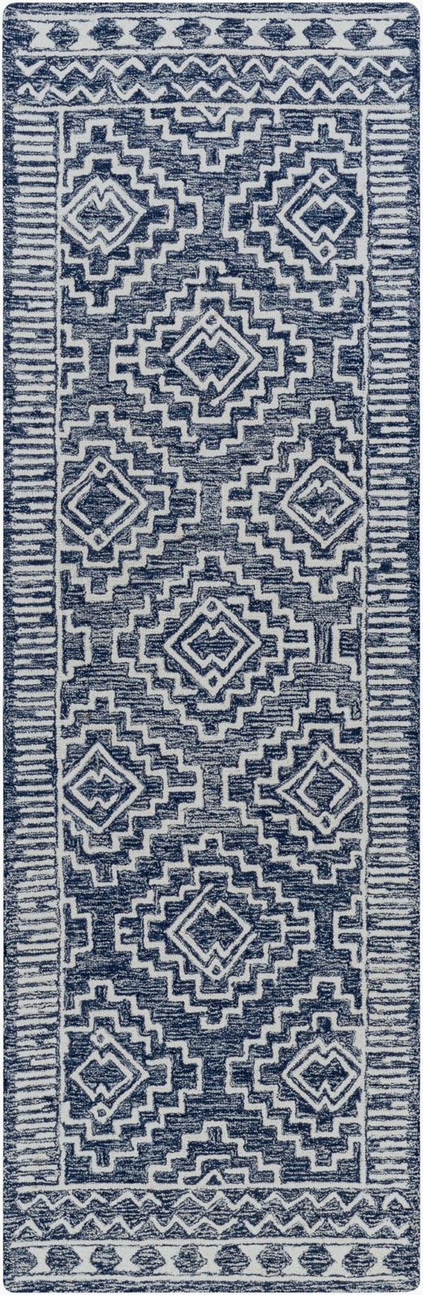 Livabliss Granada Hand-tufted Wool Area Rug Global Pattern for Eclectic Transitional Interiors Navy, Light Blu 2'6" x 8' GND2322-268