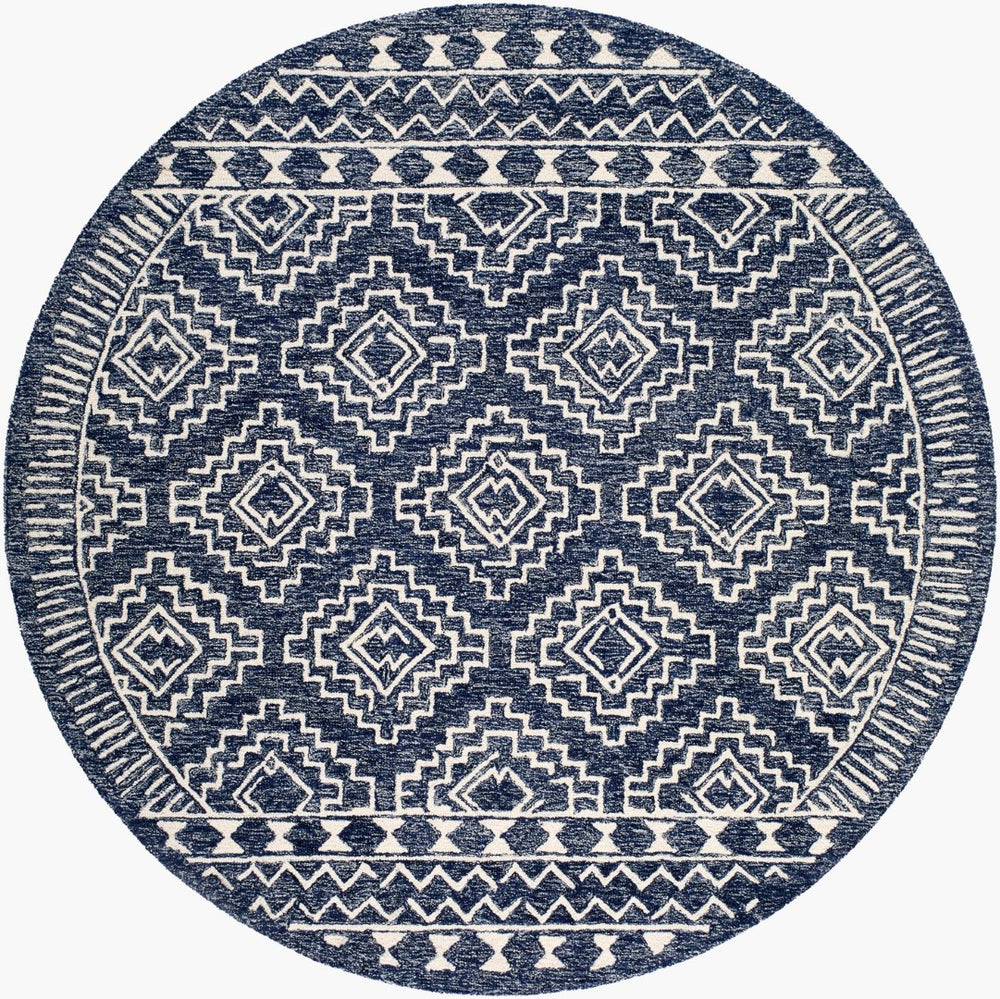 Livabliss Granada Hand-tufted Wool Area Rug Global Pattern for Eclectic Transitional Interiors Navy, Light Blu 6' x 6' GND2322-6RD