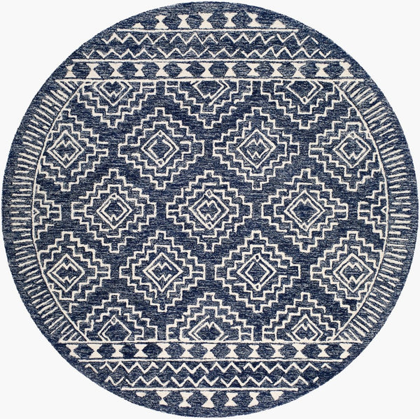 Livabliss Granada Hand-tufted Wool Area Rug Global Pattern for Eclectic Transitional Interiors Navy, Light Blu 6' x 6' GND2322-6RD