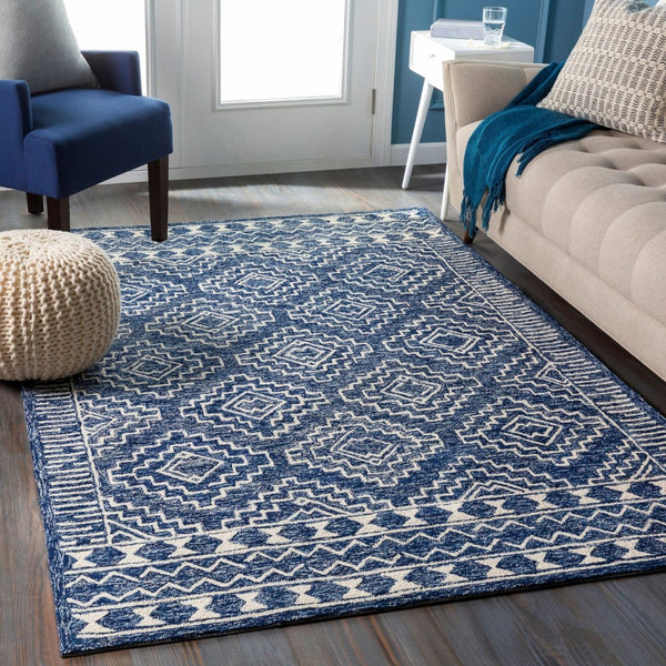 Livabliss Granada Hand-tufted Wool Area Rug Global Pattern for Eclectic Transitional Interiors Navy, Light Blu 8' x 8' GND2322-8RD