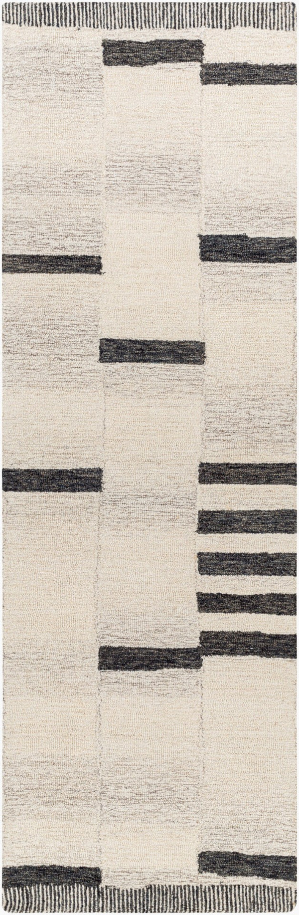 Livabliss Granada Hand Tufted Wool Area Rug Global Pattern for Living Room or Bedroom Black, Beige 2'6" x 8' GND2330-268