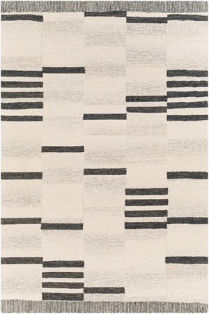 Livabliss Granada Hand Tufted Wool Area Rug Global Pattern for Living Room or Bedroom Black, Beige 6' x 9' GND2330-69