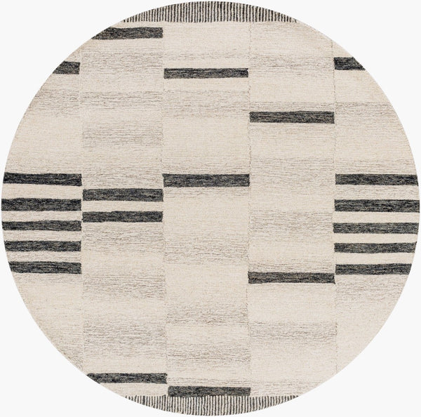 Livabliss Granada Hand Tufted Wool Area Rug Global Pattern for Living Room or Bedroom Black, Beige 8' x 8' Round GND2330-8RD