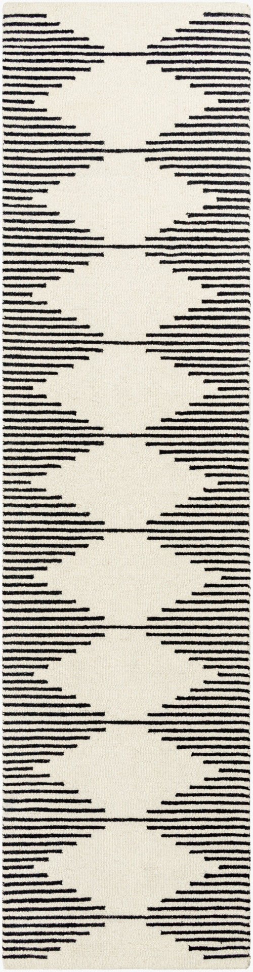 Livabliss Granada Hand Tufted Wool Area Rug Geometric Pattern for Living Room Dining Space Black, Beige 2'6" x 10' GND2331-2610