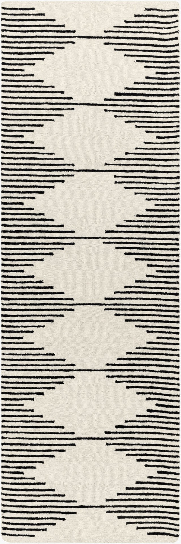 Livabliss Granada Hand Tufted Wool Area Rug Geometric Pattern for Living Room Dining Space Black, Beige 2'6" x 8' GND2331-268