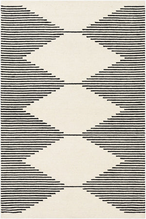 Livabliss Granada Hand Tufted Wool Area Rug Geometric Pattern for Living Room Dining Space Black, Beige 8' x 8' Square GND2331-8SQ