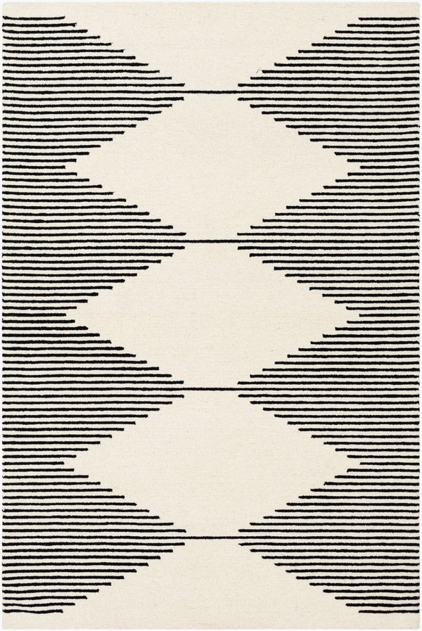 Livabliss Granada Hand Tufted Wool Area Rug Geometric Pattern for Living Room Dining Space Black, Beige 8' x 8' Square GND2331-8SQ