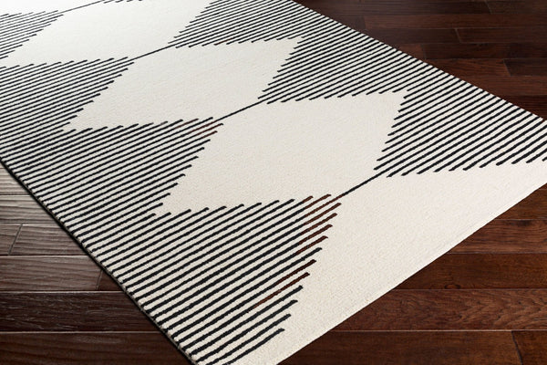 Livabliss Granada Hand Tufted Wool Area Rug Geometric Pattern for Living Room Dining Space Black, Beige 6' x 9' GND2331-69