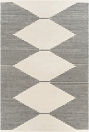 Livabliss Granada Hand Tufted Wool Area Rug Geometric Pattern for Living Room Dining Space Black, Beige 6' x 9' GND2331-69