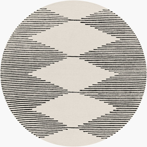 Livabliss Granada Hand Tufted Wool Area Rug Geometric Pattern for Living Room Dining Space Black, Beige 6' x 6' GND2331-6RD