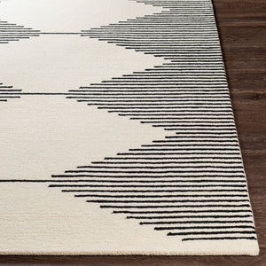 Livabliss Granada Hand Tufted Wool Area Rug Geometric Pattern for Living Room Dining Space Black, Beige 6' x 9' GND2331-69