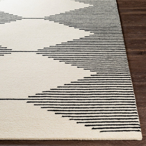 Livabliss Granada Hand Tufted Wool Area Rug Geometric Pattern for Living Room Dining Space Black, Beige 6' x 9' GND2331-69