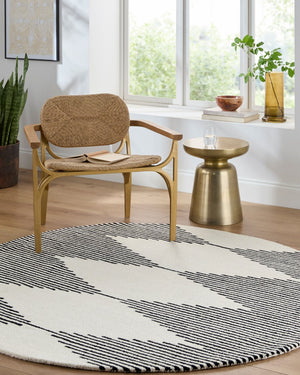 Livabliss Granada Hand Tufted Wool Area Rug Geometric Pattern for Living Room Dining Space Black, Beige 6' x 9' GND2331-69