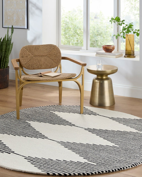 Livabliss Granada Hand Tufted Wool Area Rug Geometric Pattern for Living Room Dining Space Black, Beige 6' x 9' GND2331-69