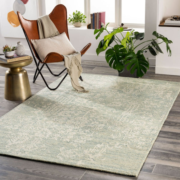 Livabliss Granada Hand Tufted Wool Area Rug Artisan Geometric Pattern for Entryway or Bedside Teal, Light Gre 2' x 3' GND2333-23