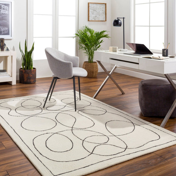 Livabliss Granada Hand Tufted Wool Accent Rug Artisan Crafted for Entryways and Bohemian Spaces Beige, Black 8' x 10' GND2344-810