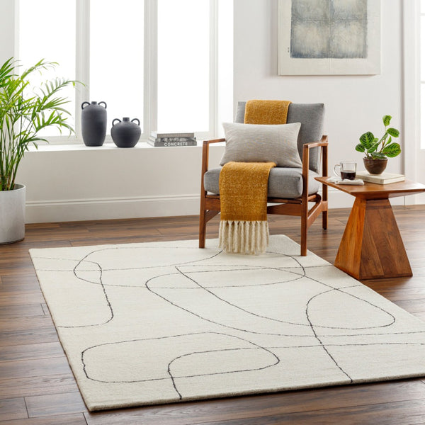 Livabliss Granada Handmade Wool Accent Rug Artisan Tufted for Entryways and Small Spaces Ivory, Dark Bro 2' x 3' GND2345-23