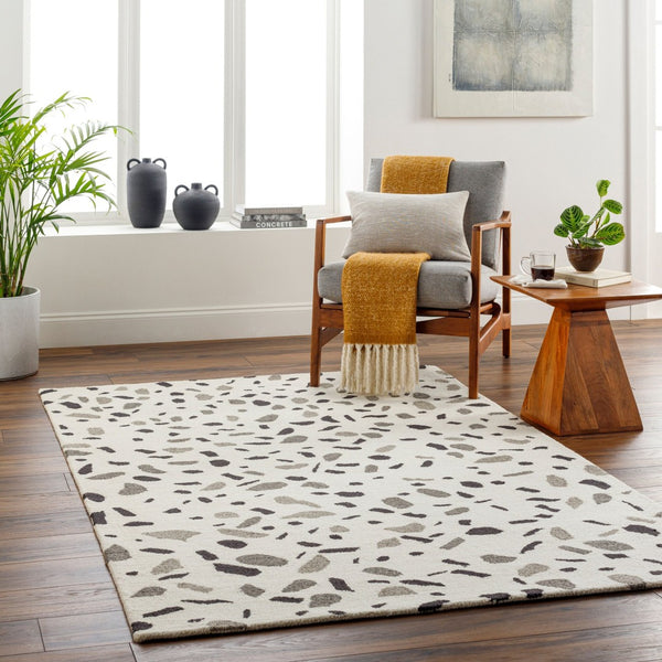 Livabliss Granada Hand Tufted Wool Area Rug Geometric Design for Entryway Bedroom or Hearth Beige, Black 9' x 12' GND2347-912