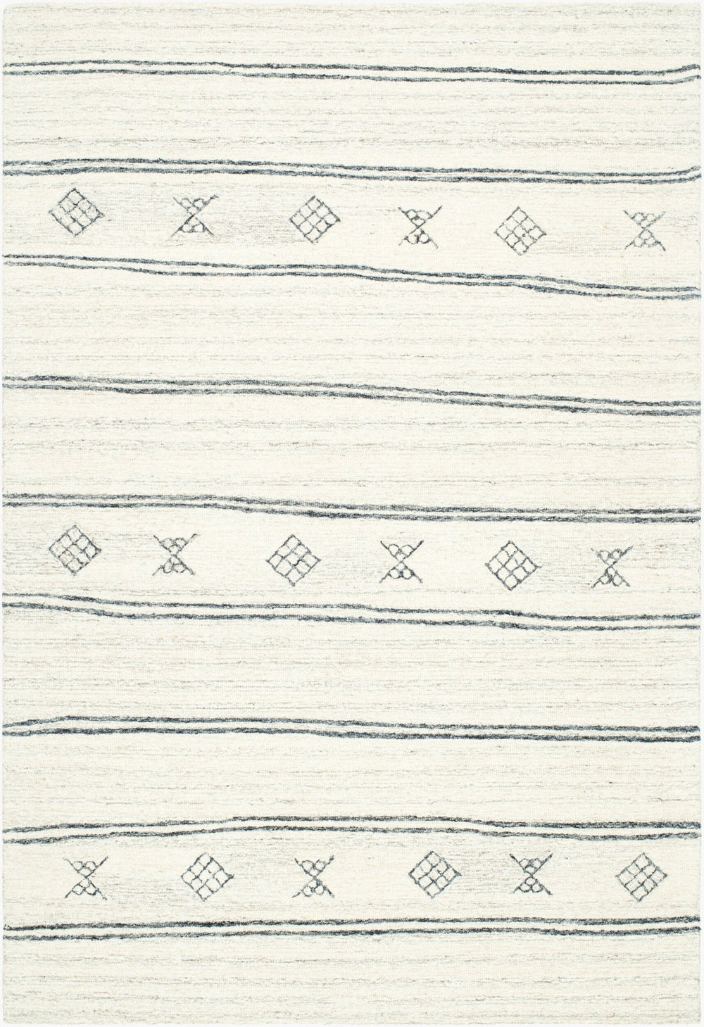 Livabliss Granada Hand Tufted Wool Area Rug Soft Medium Pile Accent for Entryways and Bedrooms Cream, Black 2' x 3' GND2351-23