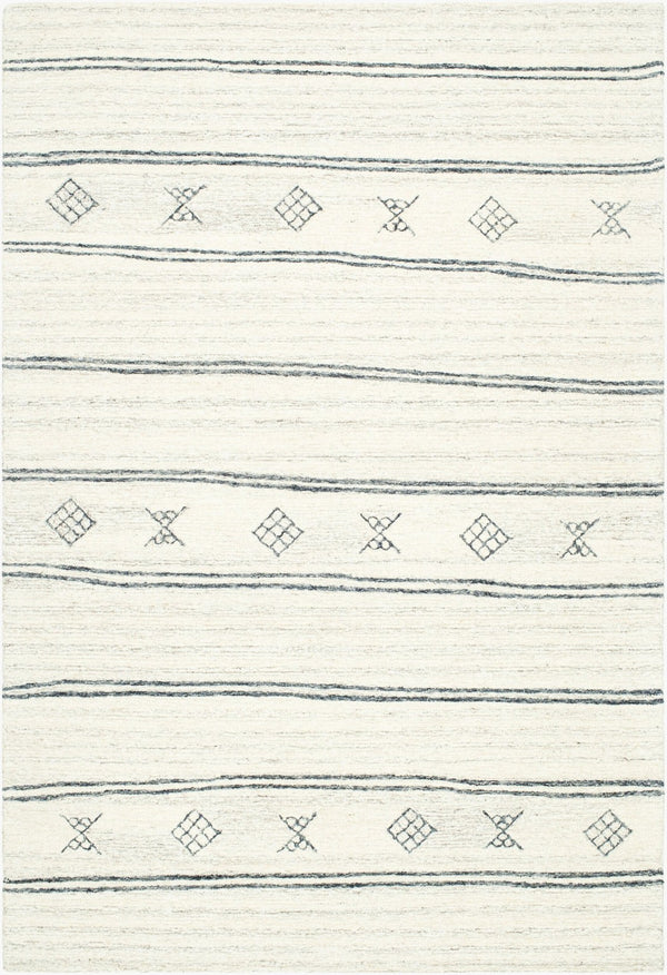 Livabliss Granada Hand Tufted Wool Area Rug Soft Medium Pile Accent for Entryways and Bedrooms Cream, Black 2' x 3' GND2351-23