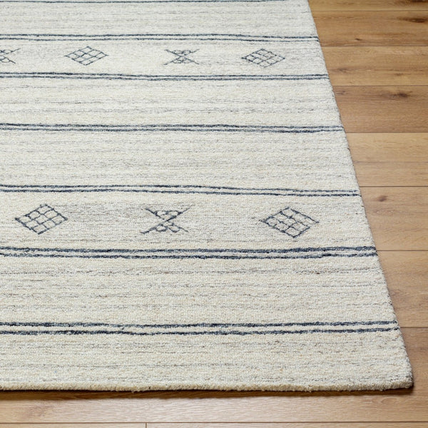 Livabliss Granada Hand Tufted Wool Area Rug Soft Medium Pile Accent for Entryways and Bedrooms Cream, Black 2' x 3' GND2351-23