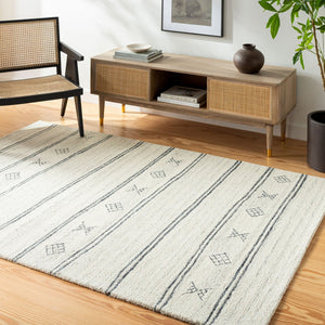 Livabliss Granada Hand Tufted Wool Area Rug Soft Medium Pile Accent for Entryways and Bedrooms Cream, Black 2' x 3' GND2351-23
