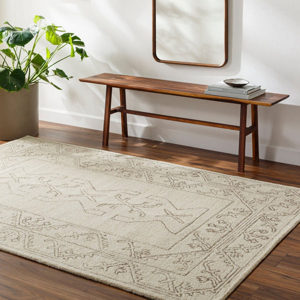 Livabliss Granada Hand Tufted Wool Accent Rug Artisan Crafted for Entryways and Bedroom Floors Ivory, Brown 5' x 7'6" GND2355-576