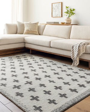 Livabliss Granada Hand Tufted Wool Accent Rug Artisan Crafted for Entryways and Bedside Areas Ivory, Charcoal 5' x 7'6" GND2369-576