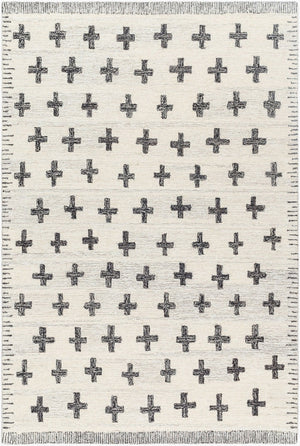 Livabliss Granada Hand Tufted Wool Accent Rug Artisan Crafted for Entryways and Bedside Areas Ivory, Charcoal 5' x 7'6" GND2369-576