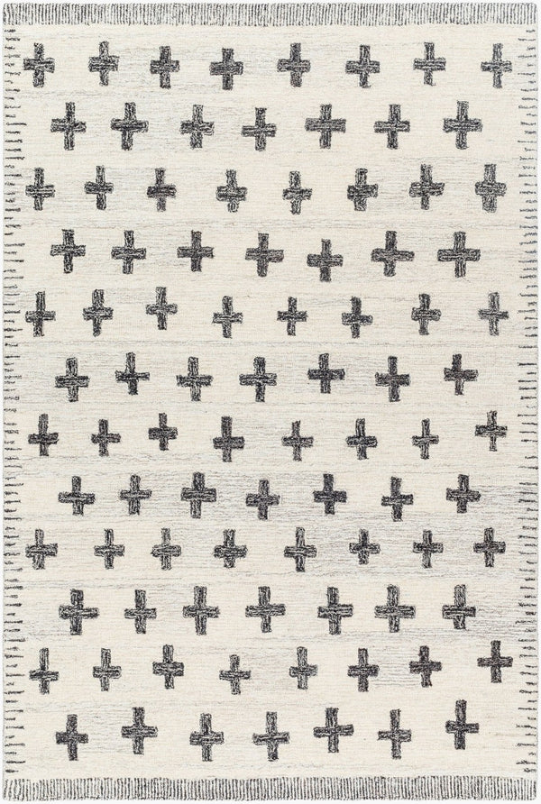 Livabliss Granada Hand Tufted Wool Accent Rug Artisan Crafted for Entryways and Bedside Areas Ivory, Charcoal 5' x 7'6" GND2369-576
