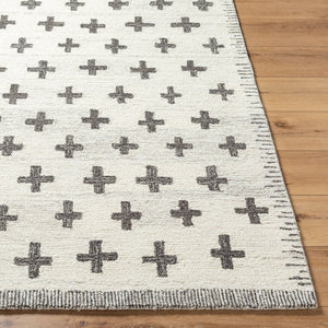 Livabliss Granada Hand Tufted Wool Accent Rug Artisan Crafted for Entryways and Bedside Areas Ivory, Charcoal 5' x 7'6" GND2369-576