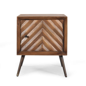 English Elm Christopher Knight Home® - WOODEN Mango Wood & Iron Cabinet with Chevron Door, Mid-Century Modern Accent Storage, 17.5"W 66489.00