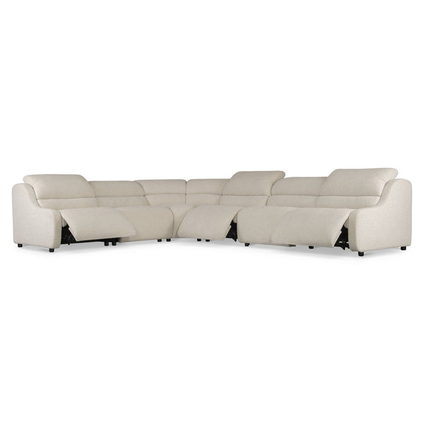 Bernhardt Bernhardt Gio Power Motion Sectional With Channeled Upholstery, Adjustable Headrests, Modern Sculpted Design And Modular Versatility Cream 154" W x 121" D x 33" H K2182