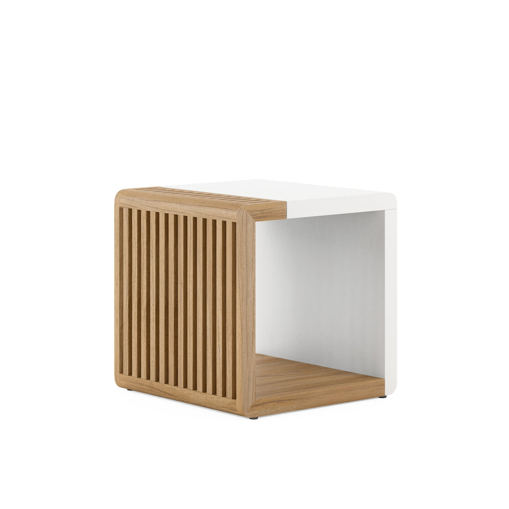 A.R.T. Furniture Portico Modern End Table With Sienna Finish And White Plaster Texture - Stylish Display Storage Solution Brown, White Parawood Solids,Mindi Veneers,Resin 323303-3351