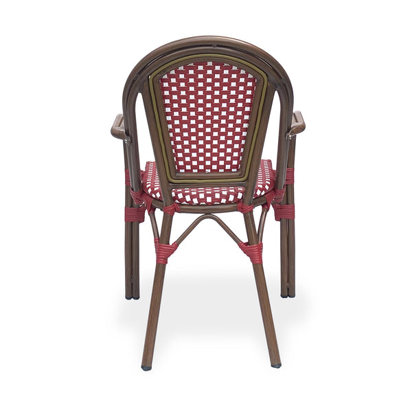 English Elm Bistro Wicker Outdoor Dining Chairs Set of Two with Rust Resistant Aluminum Frame Patio 72905.00RED