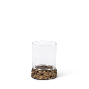 Glass Hurricane with Rattan Base, 8" ECL95362 Park Hill