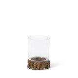 Glass Hurricane with Rattan Base, 8" ECL95362 Park Hill