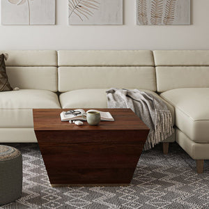 English Elm Abba Square Coffee Table - Handcrafted Cognac Brown Mango Wood With Brass Trim For Elegant Living B136P158265